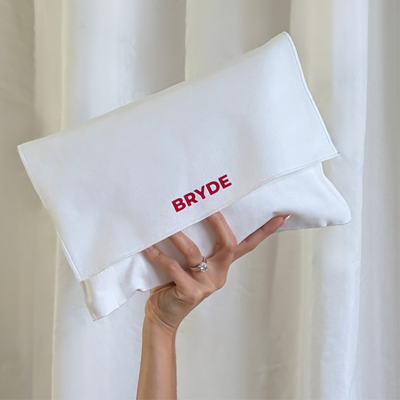 Bryde veil in complimentary storage pouch for safekeeping.